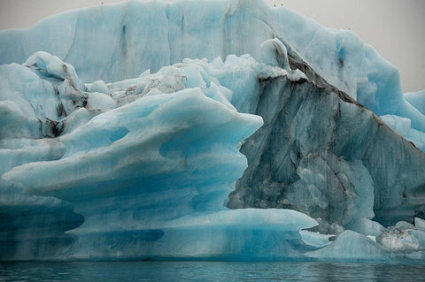 Icebergs from the Jokulsarlon glacier drift in Jokulsarlon lagoon in Iceland White Modern Wood Framed Art Print with Double Matting by Steve Mohlenkamp