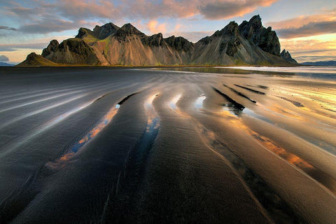 Vestrahorn beach near Hofn in the southeast of Iceland White Modern Wood Framed Art Print with Double Matting by Steve Mohlenkamp