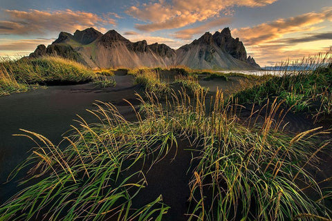 Vestrahorn beach near Hofn in the southeast of Iceland White Modern Wood Framed Art Print with Double Matting by Steve Mohlenkamp