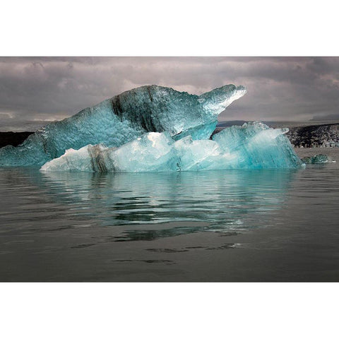 Icebergs from the Jokulsarlon glacier adrift in Jokulsarlon lagoon in Iceland Gold Ornate Wood Framed Art Print with Double Matting by Steve Mohlenkamp