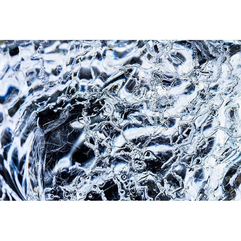 Abstract ice patterns background Diamond Beach Jokulsarlon Glacier Lagoon Vatnajokull National Park Black Modern Wood Framed Art Print with Double Matting by Perry, William