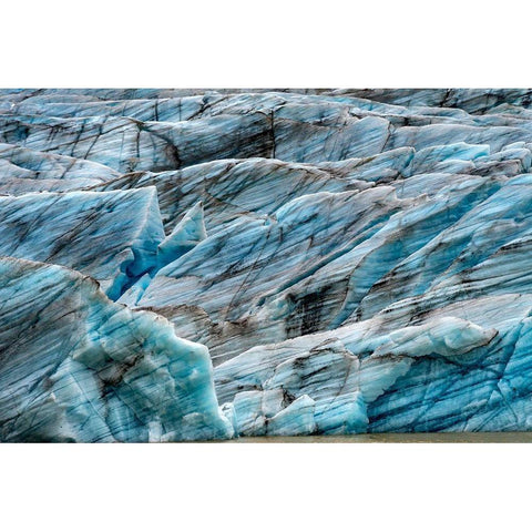 Blue Large Svinafellsjokull Glacier Brown Lagoon-Vatnajokull National Park-Iceland Gold Ornate Wood Framed Art Print with Double Matting by Perry, William