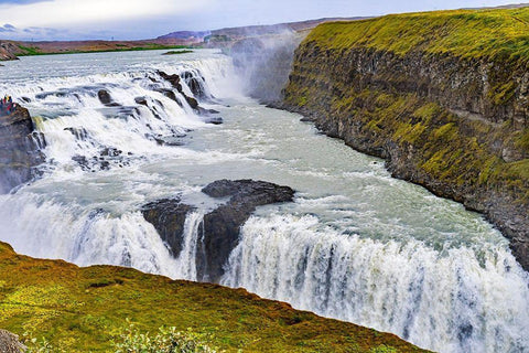 Enormous Gullfoss Waterfall Golden Falls Golden Circle-Iceland One of largest waterfalls in Europe White Modern Wood Framed Art Print with Double Matting by Perry, William