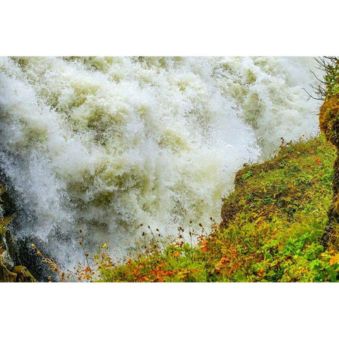 Enormous Gullfoss Waterfall Golden Falls Golden Circle-Iceland One of largest waterfalls in Europe Black Modern Wood Framed Art Print by Perry, William