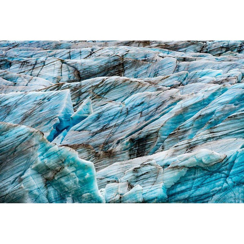 Blue Large Svinafellsjokull Glacier-Vatnajokull National Park-Iceland White Modern Wood Framed Art Print by Perry, William