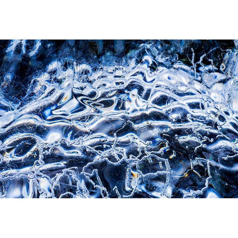 Abstract ice patterns background Diamond Beach Jokulsarlon Glacier Lagoon Vatnajokull National Park Black Modern Wood Framed Art Print with Double Matting by Perry, William