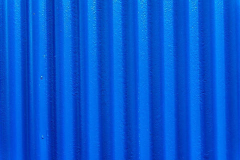 Blue Corrugated Lead-Metal abstract Patterns Background-Reykjavik-Iceland  White Modern Wood Framed Art Print with Double Matting by Perry, William