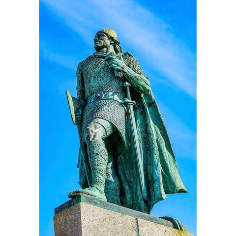 Leifur Eriksson Statue Highest Hill-Reykjavik-Iceland  Black Modern Wood Framed Art Print by Perry, William