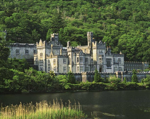 Ireland, Galway, Connemara The Kylemore Abbey White Modern Wood Framed Art Print with Double Matting by Flaherty, Dennis