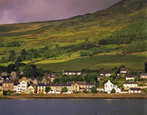 Ireland, Co Louth The town of Carlingford White Modern Wood Framed Art Print with Double Matting by Flaherty, Dennis