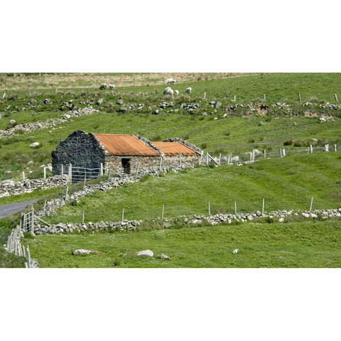 Ireland, Barnabaun Point Irish countryside Black Modern Wood Framed Art Print with Double Matting by Kaveney, Wendy