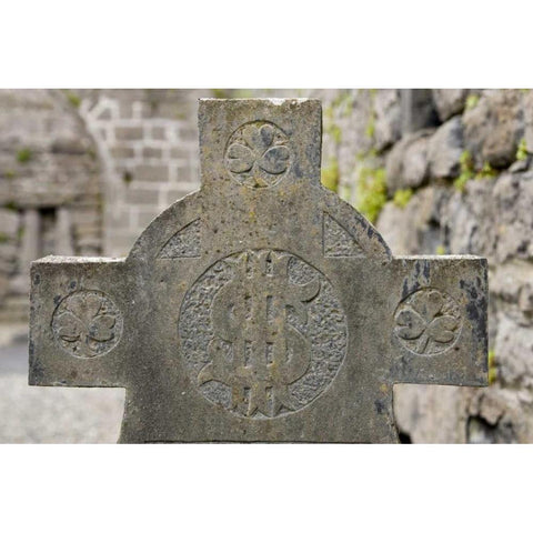 Ireland, Murrisk Celtic Cross at Murrisk Abbey Black Modern Wood Framed Art Print with Double Matting by Kaveney, Wendy