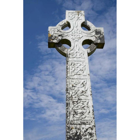 Ireland, Mayo, Turlough White Celtic cross Black Modern Wood Framed Art Print by Kaveney, Wendy