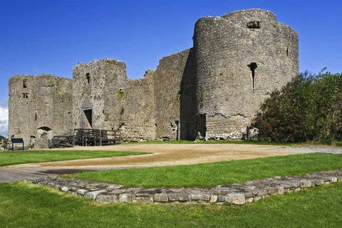 Ireland, View of Roscommon Castle White Modern Wood Framed Art Print with Double Matting by Flaherty, Dennis