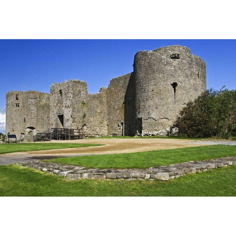 Ireland, View of Roscommon Castle White Modern Wood Framed Art Print by Flaherty, Dennis