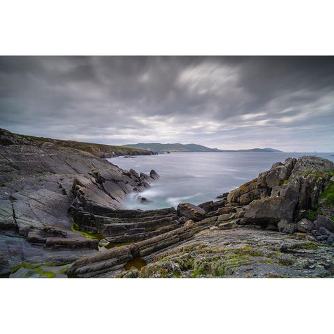 Europe-Ireland-Eyeries-Landscape with the Beara Bowl rock formation Black Modern Wood Framed Art Print with Double Matting by Jaynes Gallery