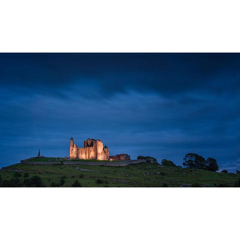 Europe-Ireland-Cashel-Rock of Cashel ruins at sunset Black Modern Wood Framed Art Print by Jaynes Gallery