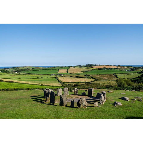 Europe-Ireland-County Cork-Landscape with Drombeg Stone Circle Black Modern Wood Framed Art Print with Double Matting by Jaynes Gallery