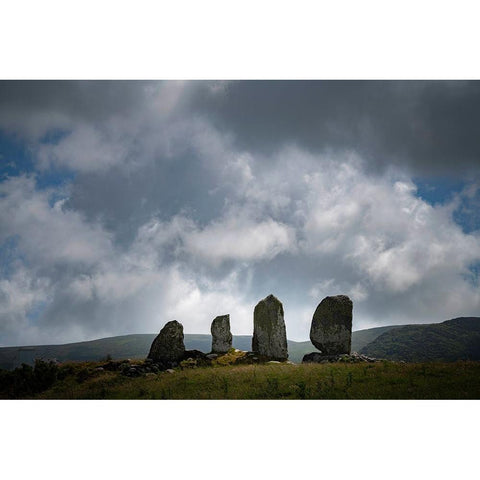 Europe-Ireland-Waterville-Eightercua stone row Black Modern Wood Framed Art Print by Jaynes Gallery