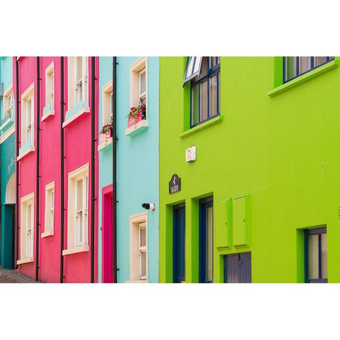Europe-Ireland-Kinsale-Exterior of colorful buildings Black Modern Wood Framed Art Print by Jaynes Gallery