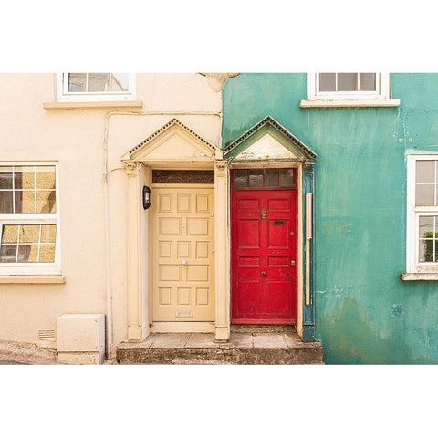 Europe-Ireland-Kinsale-Exterior of colorful buildings Black Modern Wood Framed Art Print by Jaynes Gallery