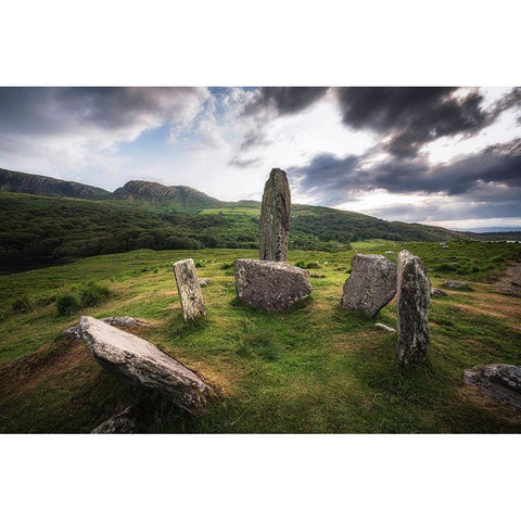 Europe-Ireland-County Kerry-Uragh stone circle Black Modern Wood Framed Art Print by Jaynes Gallery