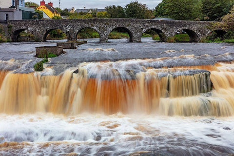 Ennistymon Falls on the Cullenagh River in Ennistymon-Ireland Black Ornate Wood Framed Art Print with Double Matting by Haney, Chuck
