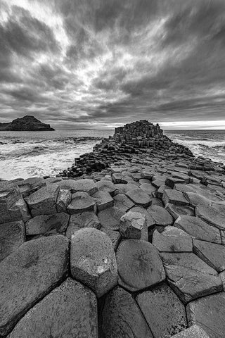 Interlocking basalt columns at sunset at the Giants Causeway near Bushmills-Northern Ireland Black Ornate Wood Framed Art Print with Double Matting by Haney, Chuck