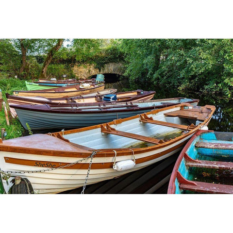 Old wooden boats in Killarney National Park-Ireland Black Modern Wood Framed Art Print by Haney, Chuck
