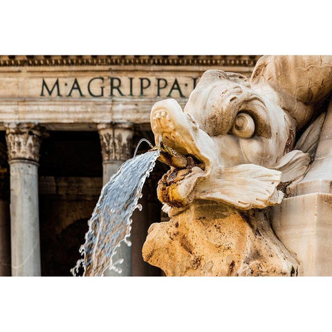 Italy-Rome Piazza della Rotunda-Fontana del Pantheon-1575 Black Modern Wood Framed Art Print by Jones, Alison