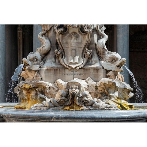 Italy-Rome Piazza della Rotunda-Fontana del Pantheon-1575 Black Modern Wood Framed Art Print with Double Matting by Jones, Alison