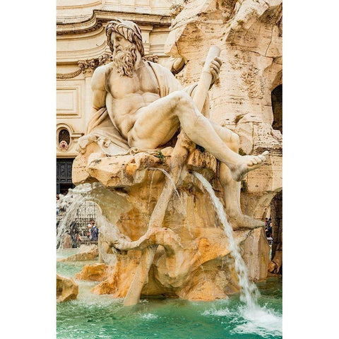 Italy-Rome Piazza Navona-Fountain of the Four Rivers  White Modern Wood Framed Art Print by Jones, Alison