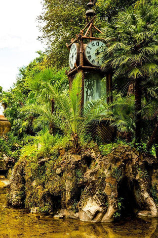 Italy-Rome Pincio-Pincian Hill-Villa Borghese Gardens-Clepsydra-Orologio ad Acqua-Water Clock  White Modern Wood Framed Art Print with Double Matting by Jones, Alison