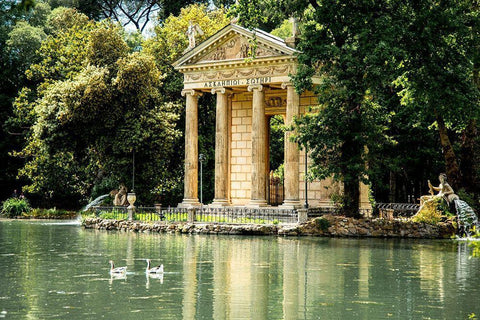 Italy-Rome Pincio (Pincian Hill)-Villa Borghese Garden-Laghetto de Villa Borghese White Modern Wood Framed Art Print with Double Matting by Jones, Alison