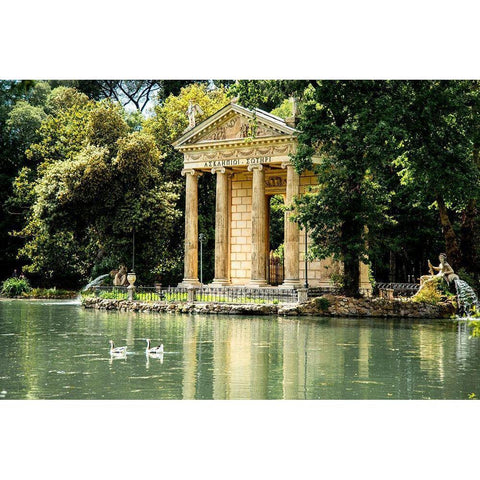 Italy-Rome Pincio (Pincian Hill)-Villa Borghese Garden-Laghetto de Villa Borghese Black Modern Wood Framed Art Print with Double Matting by Jones, Alison