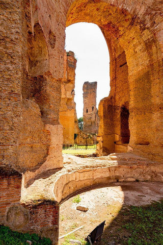 Italy-Rome Baths of Caracalla-where water supplied by new branch of Aqua Marcia  White Modern Wood Framed Art Print with Double Matting by Jones, Alison