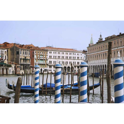 Italy, Venice Grand Canal and buildings Black Modern Wood Framed Art Print by Flaherty, Dennis