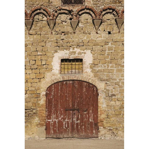 Italy, Buonconvento Wooden fortified gate Black Modern Wood Framed Art Print with Double Matting by Flaherty, Dennis