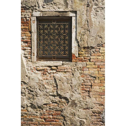 Italy, Venice Ornate metalwork window Gold Ornate Wood Framed Art Print with Double Matting by Flaherty, Dennis