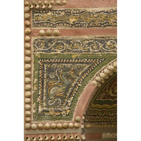 Italy, Pompeii Mosaic with inlaid shells Black Modern Wood Framed Art Print with Double Matting by Kaveney, Wendy