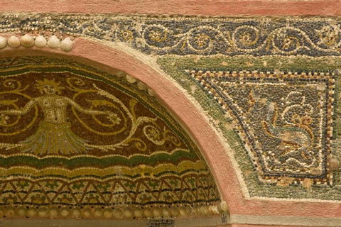 Italy, Pompeii Mosaic with inlaid shells White Modern Wood Framed Art Print with Double Matting by Kaveney, Wendy