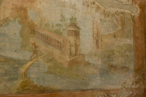 Italy, Pompeii House of the Small Fountain White Modern Wood Framed Art Print with Double Matting by Kaveney, Wendy