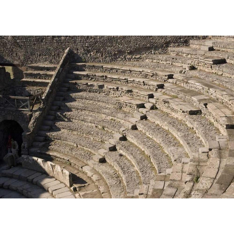 Italy, Campania, Pompeii Small Theater seating Black Modern Wood Framed Art Print by Kaveney, Wendy