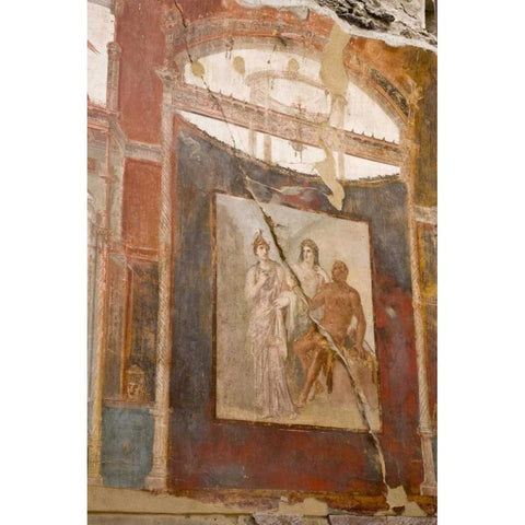 Italy, Campania Fresco in the Hall of Augustals Gold Ornate Wood Framed Art Print with Double Matting by Kaveney, Wendy