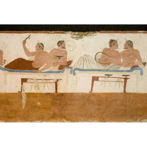 Italy, Paestum Fresco from the Divers Tomb Gold Ornate Wood Framed Art Print with Double Matting by Kaveney, Wendy