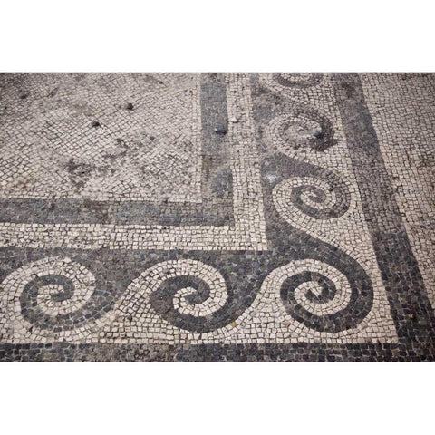 Italy, Campania, Pompeii Mosaic floor patterns Black Modern Wood Framed Art Print by Kaveney, Wendy