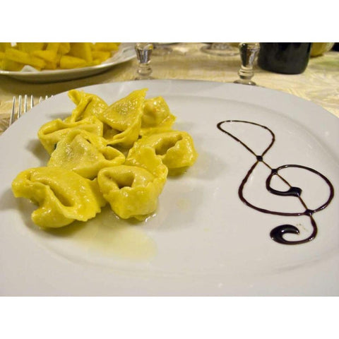 Italy, Cento A plate of cheese tortellini Black Modern Wood Framed Art Print by Kaveney, Wendy