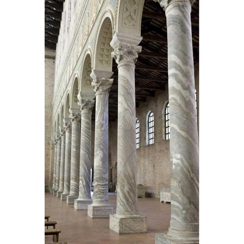 Italy, Ravenna Church of St Apollinare columns Black Modern Wood Framed Art Print by Kaveney, Wendy