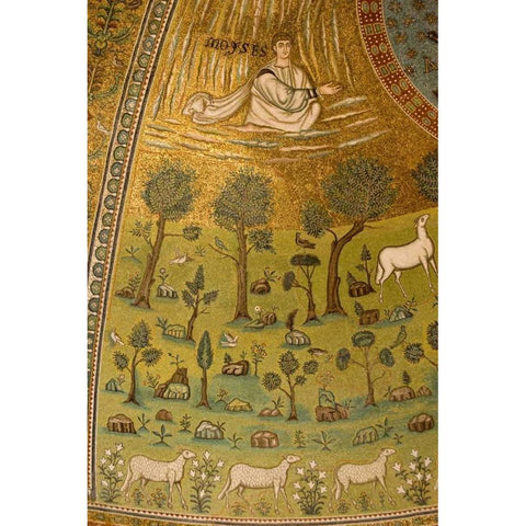 Italy, Ravenna Church of St Apollinare Mosaic Gold Ornate Wood Framed Art Print with Double Matting by Kaveney, Wendy