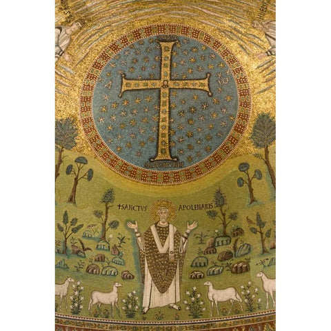 Italy, Ravenna Church of St Apollinare Mosaic Gold Ornate Wood Framed Art Print with Double Matting by Kaveney, Wendy